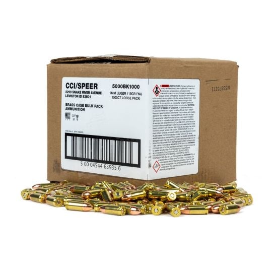 Cci 9mm Bulk Ammo 115gr Fmj 1,000rds Bulk Pack