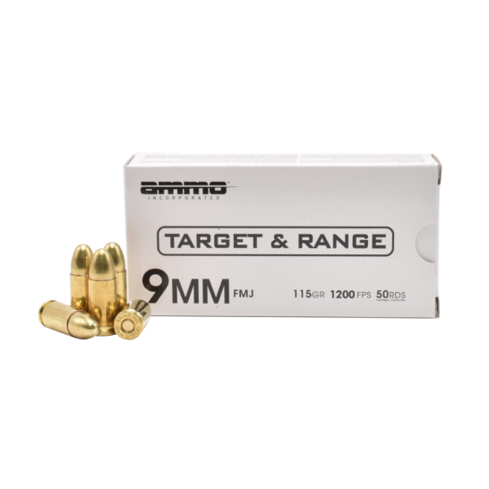 Ammo Inc Target And Range 9mm 115 Gr Fmj 50rds Handgun Ammo