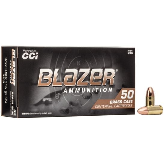 Cci Blazer Brass 9mm Ammo 115 Grain Fmj 50 Rd/box