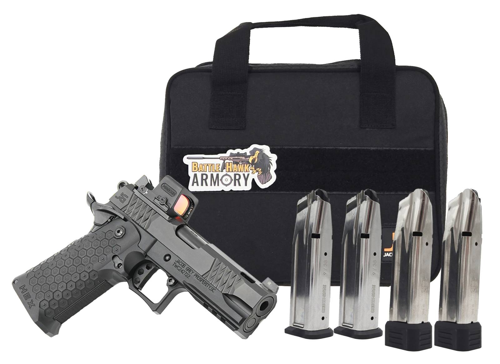 Jacob Grey Twc Hex Bundle: 9mm Ported Bull Barrel, Holosun Eps, Two Atlas Stainless Mags