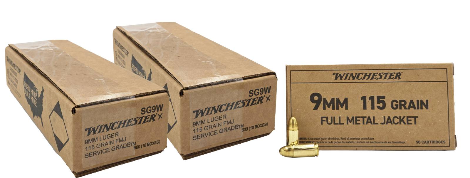 Winchester Ammo Service Grade 9mm Luger 115 Gr Full Metal Jacket 1000 Rd Case