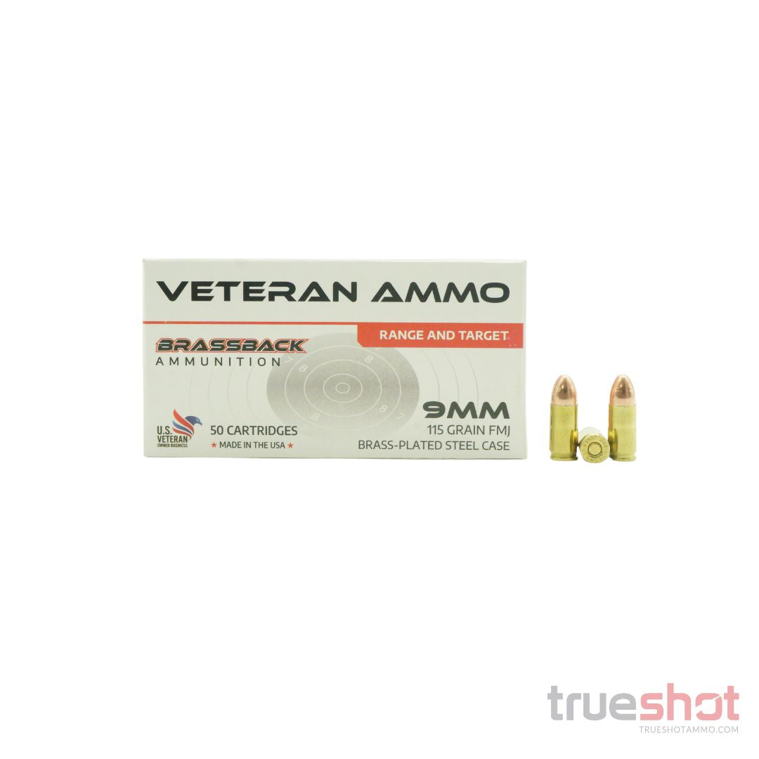 Veteran Ammo Brassback 9mm 115 Grain FMJ
