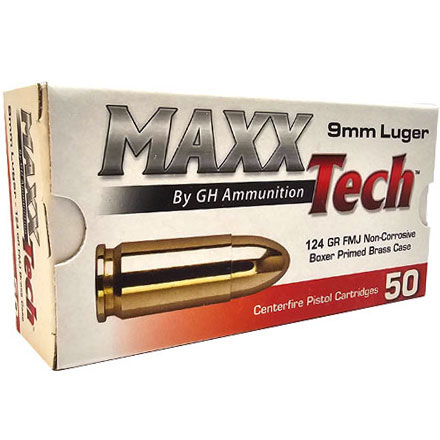 MaxxTech 9mm 124 Grain FMJ 50 Rounds