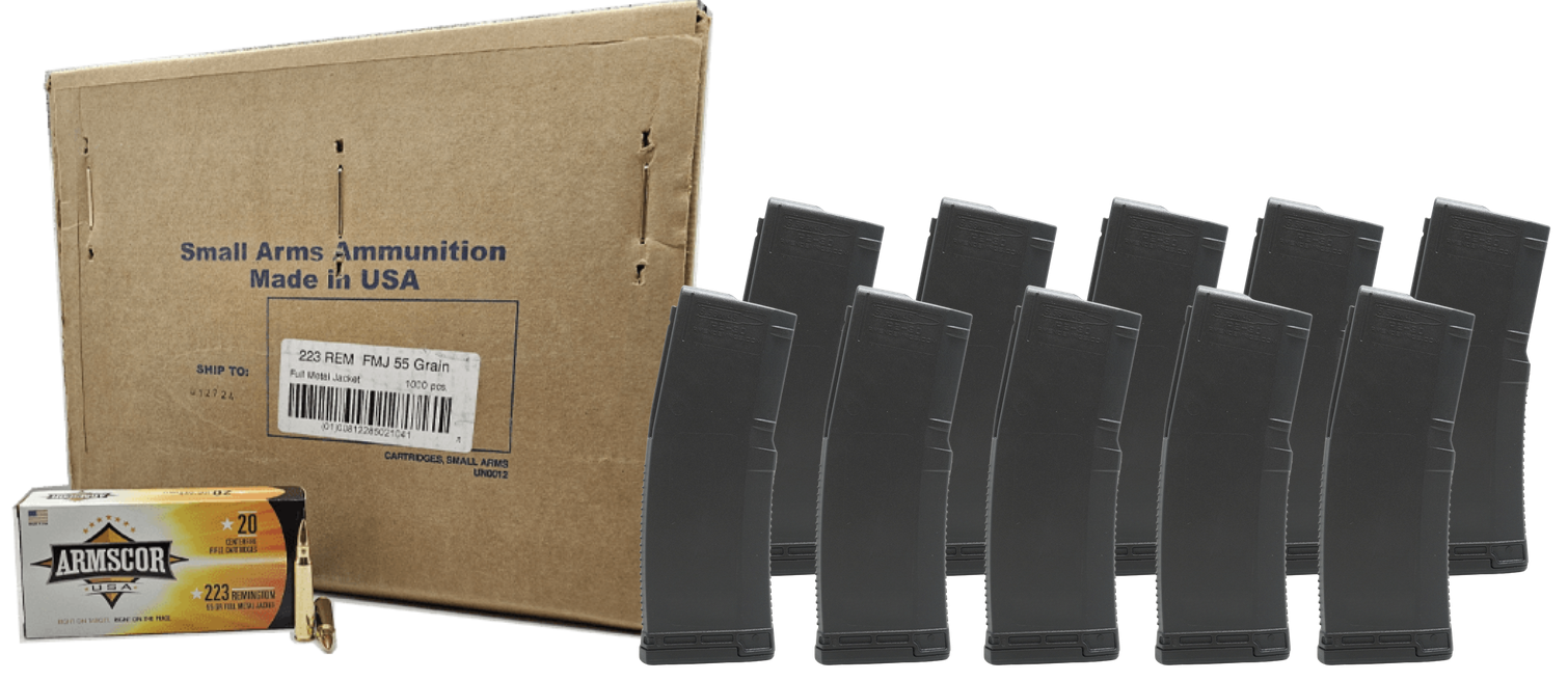 Armscor .223 Rem 55gr FMJ 1000rd Case w/ 10x 30rd Magazines