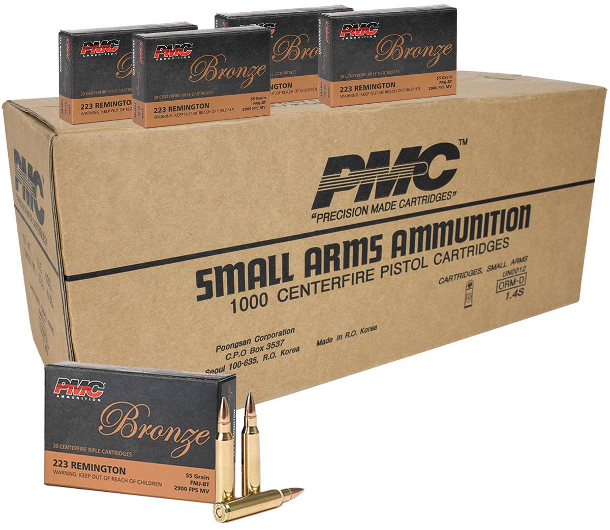 PMC Bronze .223 Rem 55gr FMJ 1000rd Case