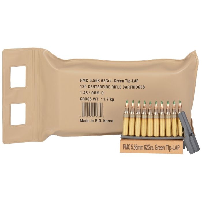 PMC X-Tac 5.56 NATO 62gr Green Tip LAP 120rd