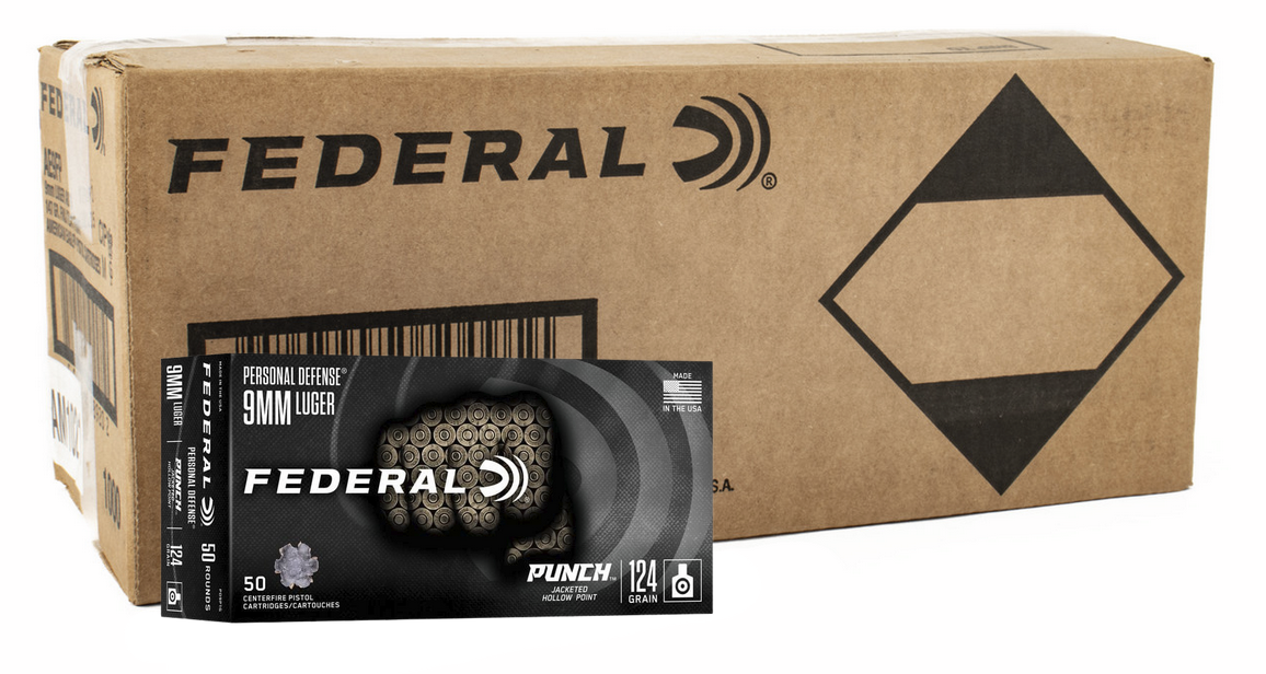 Federal Punch 9mm 124gr JHP 500rd Case
