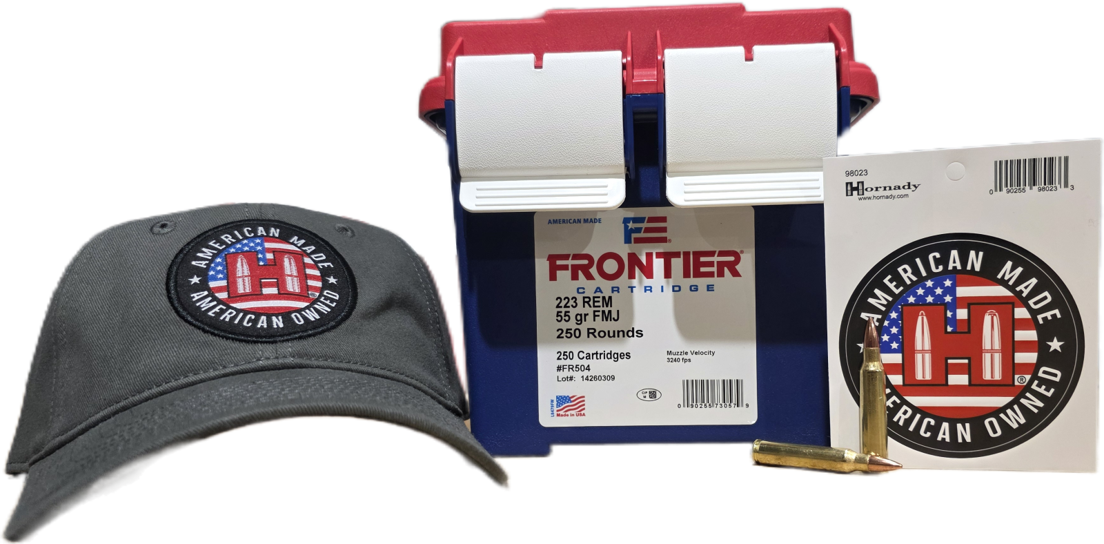 Hornady Frontier FR504 .223 Remington 55gr FMJ 250rd Ammo Can