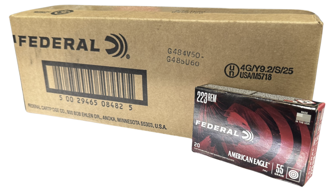 Federal American Eagle .223 Rem 55gr FMJBT 500rd Case