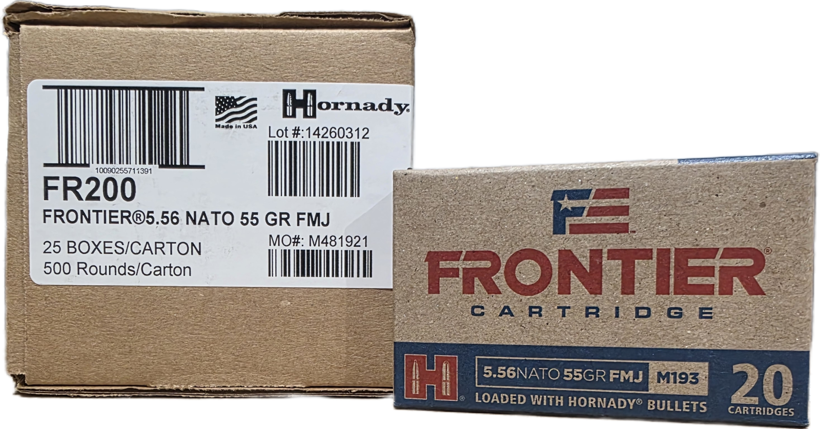 Hornady Frontier 5.56 NATO 55gr FMJ 500rd Case