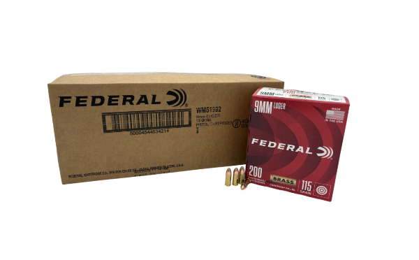 Federal Champion Training 9mm Luger 115 gr Full Metal Jacket 1000rd Case