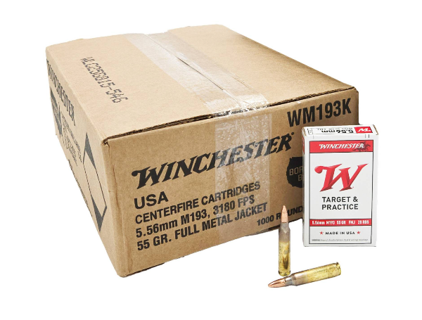 Winchester USA 5.56x45mm NATO 55 GR M193 Full Metal Jacket Rifle Ammunition