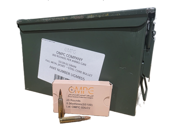 OMPC 5.56X45MM NATO SS109, 62GR Steel Core Ammo Can